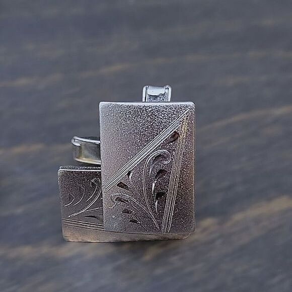 Vtg hematite silver tone tie clip & cuff link set - Picture 6 of 10